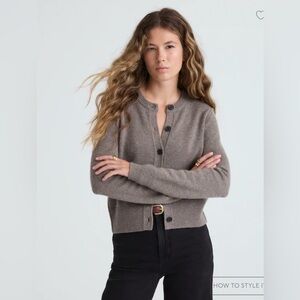 Madewell Cashmere Button Front Cardigan Sweater in Mink Heather Size XXS. NWT